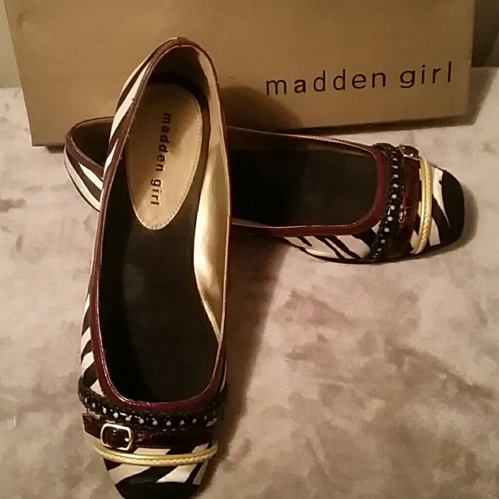 Madden Girl Zebra Ballet Flats-like new